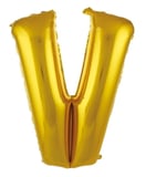 Premium V- HARF 34 İNC GOLD RENK BALON 76 CM Sürpriz Altın Renkli Mekan