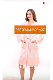 Pamuklu Narin Yumuşak Kapşunlu Peştemal Bornoz 2xl Beden Rahat Kullanım Kadın Pembe