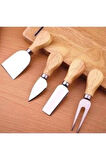 Peynir Kesme 4’lü Bambu Saplı Bıçak Seti