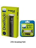 Philips QP1424/10 OneBlade Tıraş Makinesi - QP630 3'lü Yedek Başlık Avantajlı Set