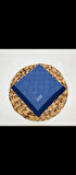 Piramit Floş Monogram eşarp indigo