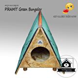 Kedigram Kedi Kulübesi Su Geçirmez Tek Katlı Ayaklı Kedi Evi Yeşil 