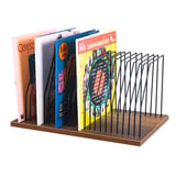 Endüstriyel Metal Plak Standı, 50x32x26cm MDF Tabanlı 50 LP Kapasiteli Siyah Tel Plak Rafı Masaüstü Organizer