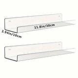 2 Adet Pleksi Hayalet Raf - 30x10 cm Banyo Mutfak Düzenleyici Kendinden Yapışkanlı Raf