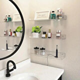 2 Adet Pleksi Hayalet Raf - 30x10 cm Banyo Mutfak Düzenleyici Kendinden Yapışkanlı Raf