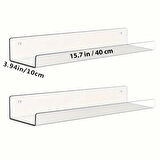 2 Adet Pleksi Hayalet Raf - 40x10 cm Banyo Mutfak Düzenleyici Kendinden Yapışkanlı Raf