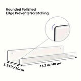 2 Adet Pleksi Hayalet Raf - 40x10 cm Banyo Mutfak Düzenleyici Kendinden Yapışkanlı Raf