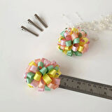 Pastel Renkli Kurdele Ponpon Toka 2 Adet