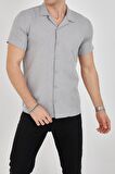 Erkek Slim Fit Polycotton Kısa Kol Gömlek