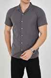 Erkek Slim Fit Polycotton Kısa Kol Gömlek