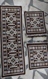 Pratik Oto Koltuk Kilim Seti • 3 Parça • Makine Dokuma • Akrilik & Polyester • Saçaklı
