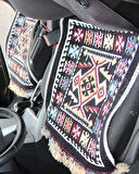 Pratik Oto Koltuk Kilim Seti • 3 Parça • Makine Dokuma • Akrilik & Polyester • Saçaklı