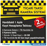 Ticari Taksiler Için 1 Tb Kayıtlı Kamera Sistemi Seti