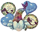 Deniz Kızı Folyo Balon Seti - Deniz Kızı Takım Folyo Balon 5'Li Set