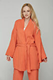 Turuncu Müslin %100 Pamuk Kimono & Pantolon 2 li Takım