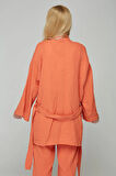 Turuncu Müslin %100 Pamuk Kimono & Pantolon 2 li Takım
