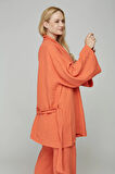 Turuncu Müslin %100 Pamuk Kimono & Pantolon 2 li Takım