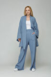 Mavi Müslin %100 Pamuk Kimono & Pantolon 2 li Takım