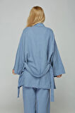 Mavi Müslin %100 Pamuk Kimono & Pantolon 2 li Takım