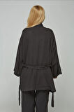 Siyah Müslin %100 Pamuk Kimono & Pantolon 2 li Takım