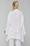 Beyaz Müslin %100 Pamuk Kimono & Pantolon 2 li Takım
