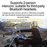 Q08 2X 1000m Telsiz Mesafeli Özellikli 2 Kişi Bağlantılı Bluetooth Kask Kulaklık Ekranlı Fenerli Mü