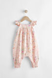 Next Baby % 100 Pamuklu Pembe Çiçek Desenli Tulum