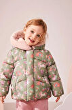 Next Baby Yeşil Unicorn Desenli Tam Polar Astarlı Kapüşonlu Mont