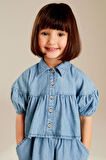Next Baby % 100 Pamuklu Blue Denim Gömlek Şort Alt Üst Takım