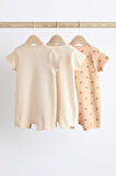 Next Baby % 100 Pamuklu Krem Ayıcık Desenli 3’lü Romper Set