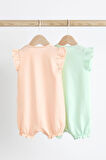 Next Baby % 100 Pamuklu Pastel Pembe Animal Baskı Romper 2’li Set