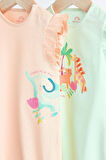 Next Baby % 100 Pamuklu Pastel Pembe Animal Baskı Romper 2’li Set