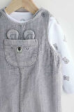 Next Baby %100 Pamuklu Gri Ayı Desenli Salopet Body Zıbın Set