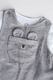 Next Baby %100 Pamuklu Gri Ayı Desenli Salopet Body Zıbın Set
