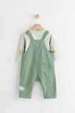 Next Baby Pamuklu Yeşil Çiftlik Desenli Salopet Body Zıbın Set