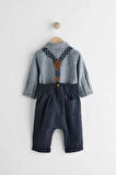 Next Baby Pamuklu Lacivert Smart Gömlek Pantolon Askı 3'lü Set