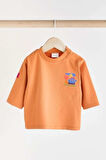 Next Baby Pamuklu Turuncu Krem Haki Uzun Kollu Sweatshirt Jogger 3'lü Alt Üst Takım