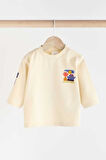 Next Baby Pamuklu Turuncu Krem Haki Uzun Kollu Sweatshirt Jogger 3'lü Alt Üst Takım