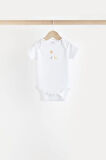 Next Baby %100 Pamuklu Beyaz Animal Tulum Body Zıbın Önlük Şapka Set