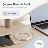 USB-C to USB-C Örgülü Hızlı Şarj ve Data Kablosu 1 Metre [60W] Telefon Tablet Notebook Uyumlu Type-C Kablo Beyaz
