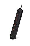 QASUL 10 Girişli 4+4 USB + 2 Type-C Çoklu Priz 2 M Kablolu Akım Korumalı Anahtarlı Uzatma Grup Priz 3000w