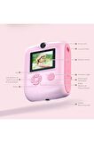 QASUL Anlık Termal Yazıcılı Dijital Çocuk Kamerası 2.0 Inç Hd 1080P Instant Photo Printer Camera Pembe