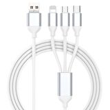 QASUL HIZLI ŞARJ 3LÜ USB TYPE -C+LOS+MİCRO( BEYAZ DERİ KABLO )