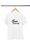 Choose Happiness Baskılı Hediyelik Eğlenceli Beyaz Unisex T-Shirt