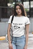 Uçasım Yok-Bezgin Kuş Baskılı Eğlenceli Unisex Bisiklet Yaka %100 Pamuklu T-Shirt