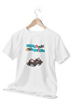 Nolmuş Çok Yemişsem Yani-Kedi Temalı Beyaz Unisex T-Shirt