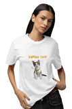 Yapma Yav! -kedi Temalı Eğlenceli Hediyelik Beyaz Unisex T-shirt