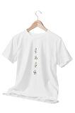 Mini Çiçek Baskılı Eğlenceli Beyaz Unisex T-Shirt