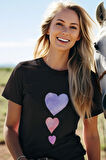 Mini Renkli Kalp Baskılı Eğlenceli Unisex T-Shirt