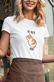 No Talk Me I'm Angy Sevimli Kedi Baskılı Unisex %100 Pamuklu T-Shirt